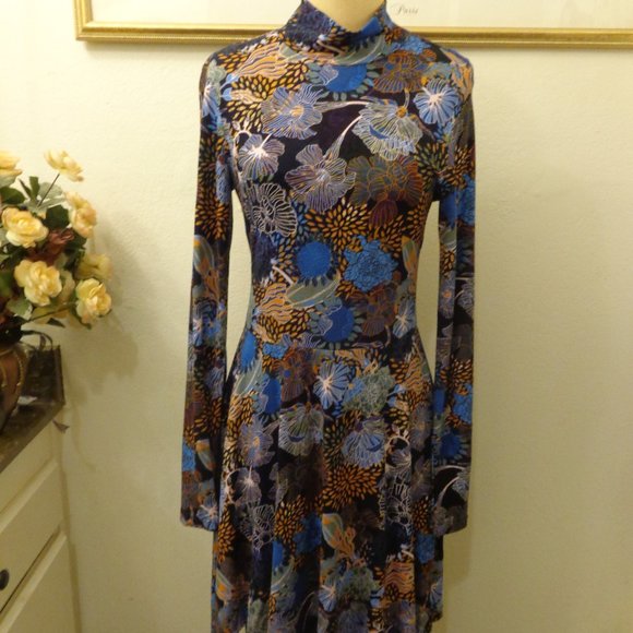 H&M | Dresses | Hm Floral Print Turtleneck Long Sleeve Dress | Poshmark